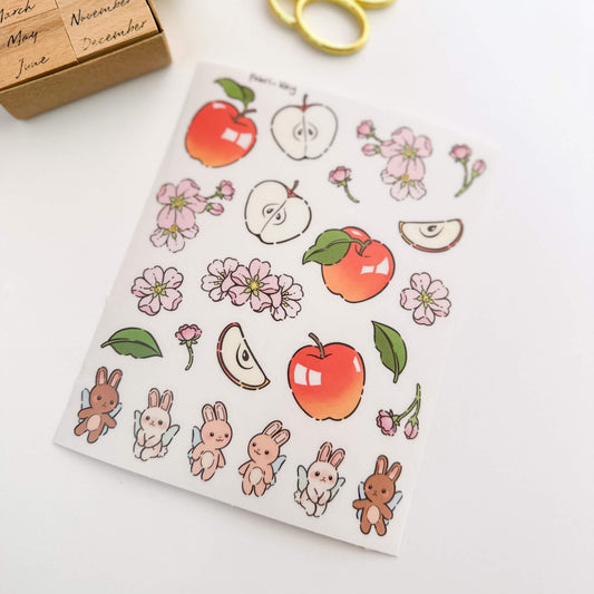 FabriKay Fruit Fairy Vinyl Sticker Sheet - Apple bunnies