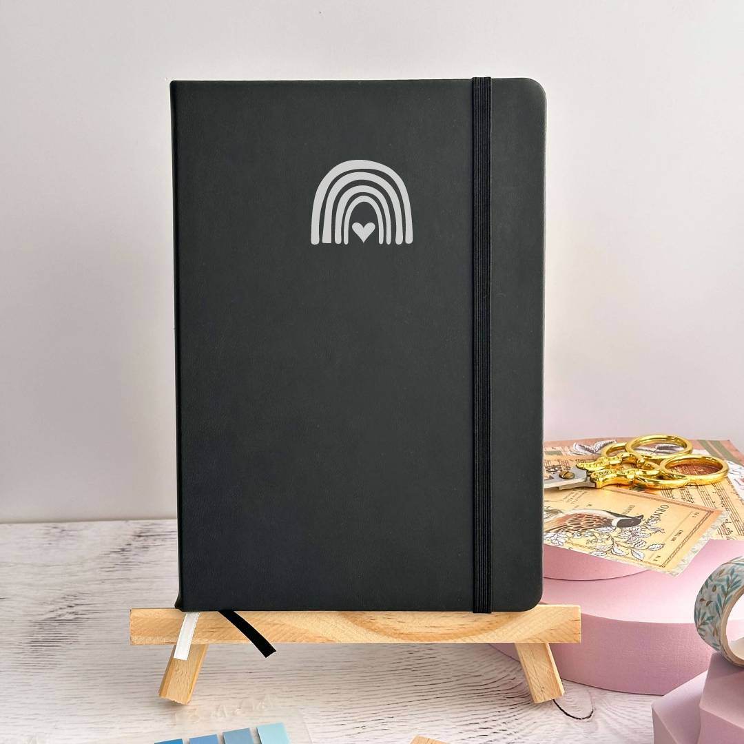 Personalised black PU leather A5 dotted journal