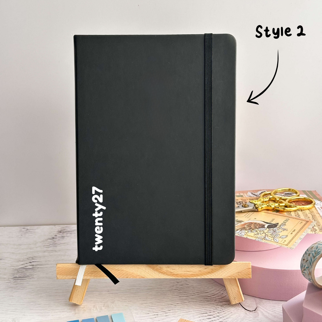 Personalised black A5 dotted journal - PU leather cover