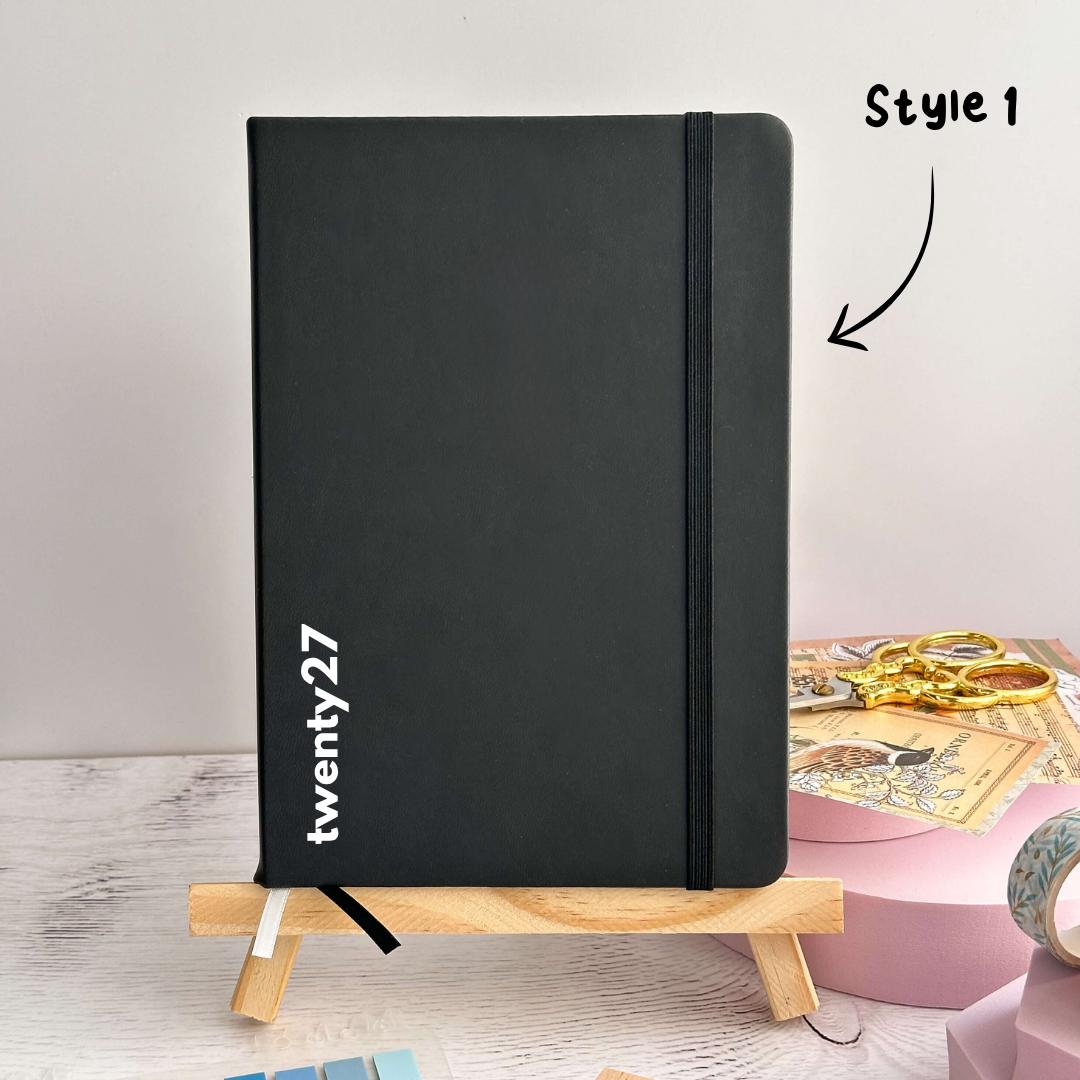 Personalised black A5 dotted journal - PU leather cover
