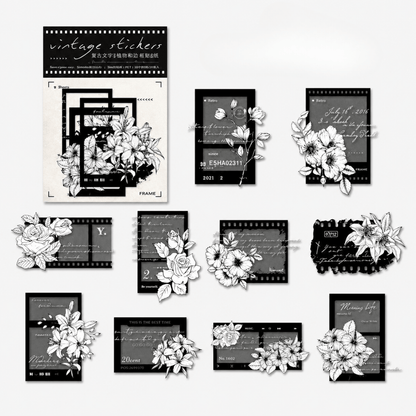 Vintage flowers & frames sticker packs