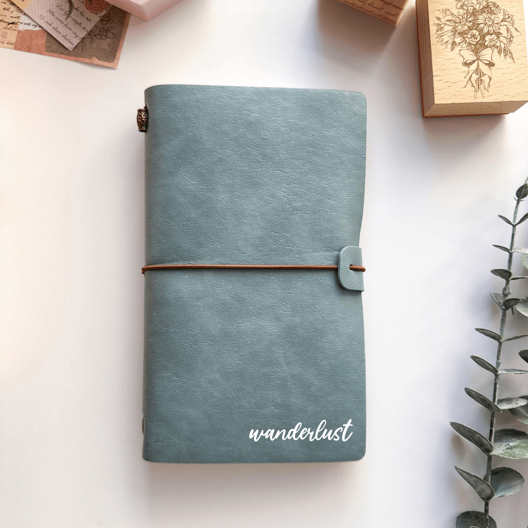 Personalised PU leather dotted travelers journal - Blue