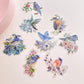 Holographic bird & flowers sticker packs - 20pcs