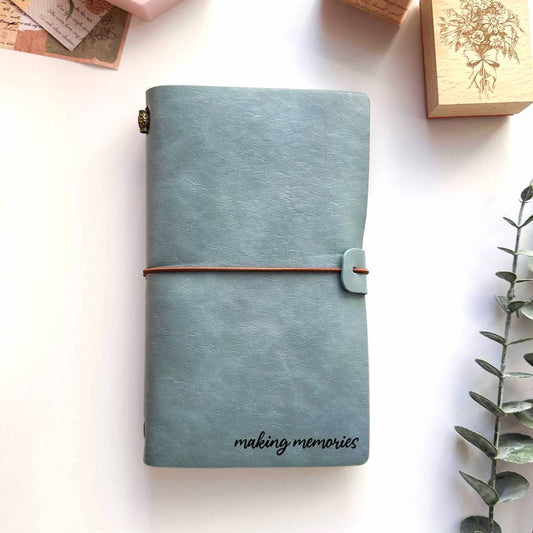 Personalised PU leather dotted travelers journal - Blue