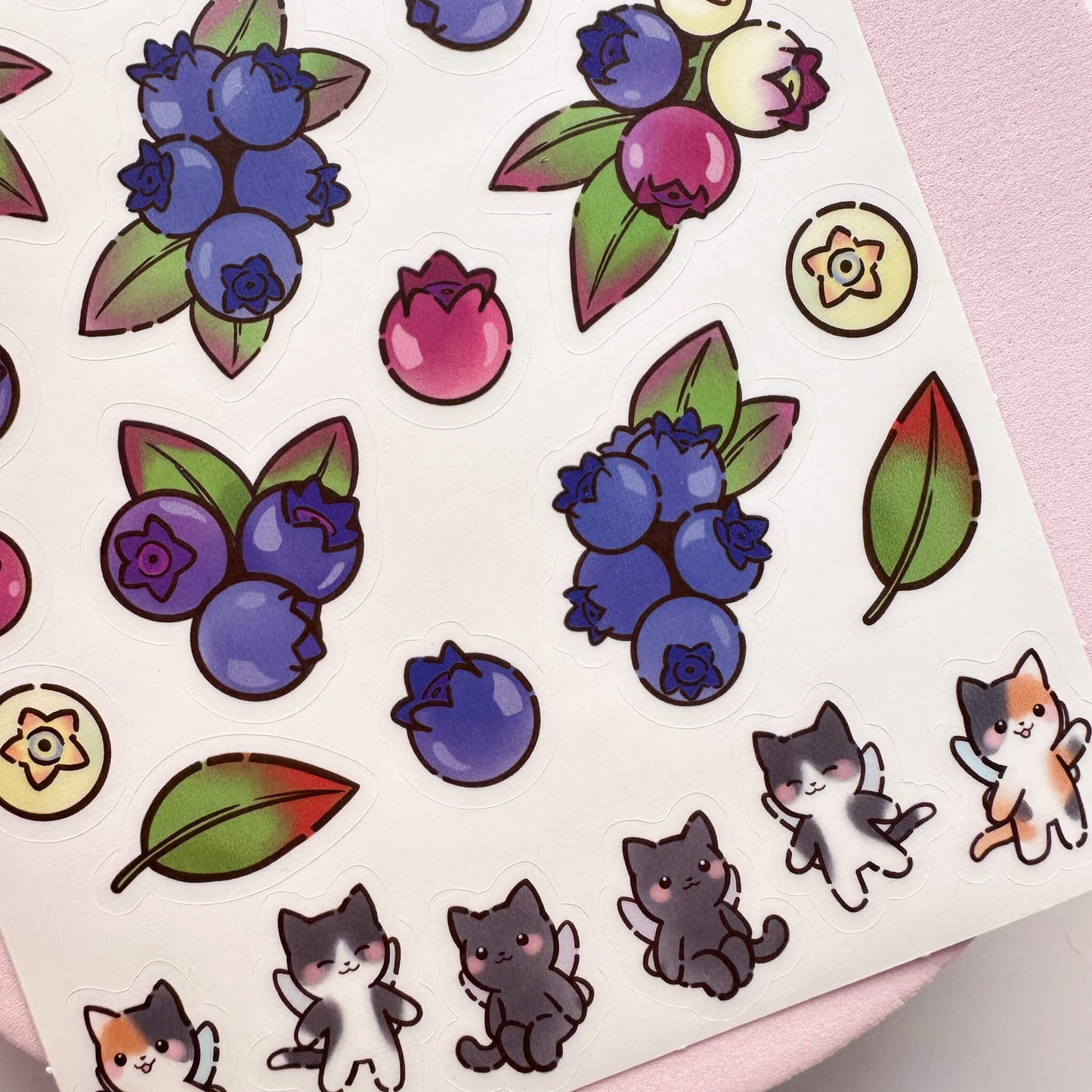 FabriKay Fruit Fairy Vinyl Sticker Sheet - Blueberry Cats