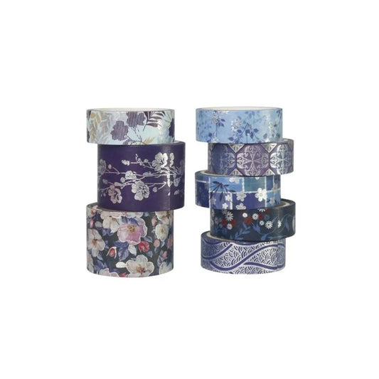 Deep blue washi tape set with silver details
