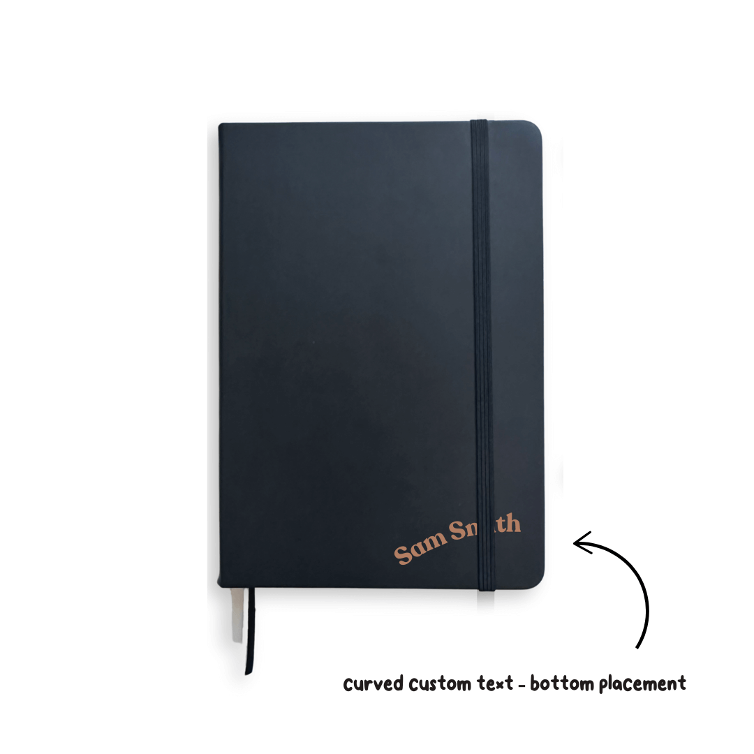 Personalised black PU leather A5 dotted journal