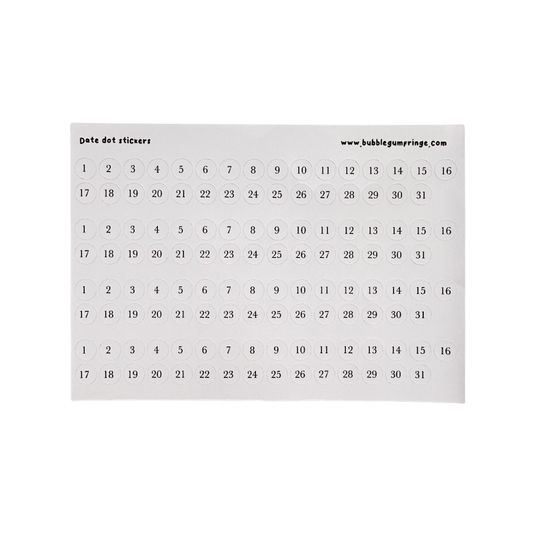 Date dot sticker sheet