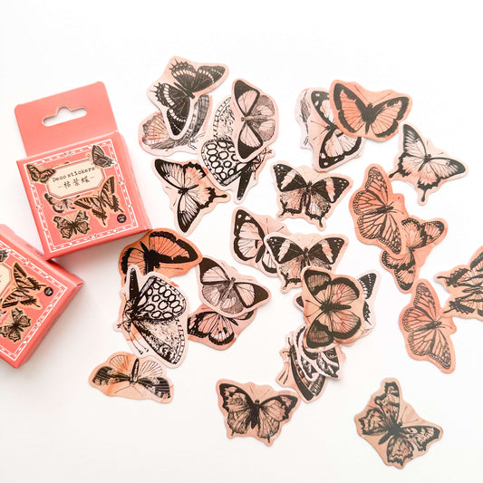 Monochrome butterfly sticker set - 46 pcs