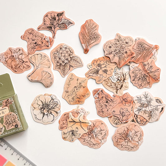 Monochrome flowers sticker set