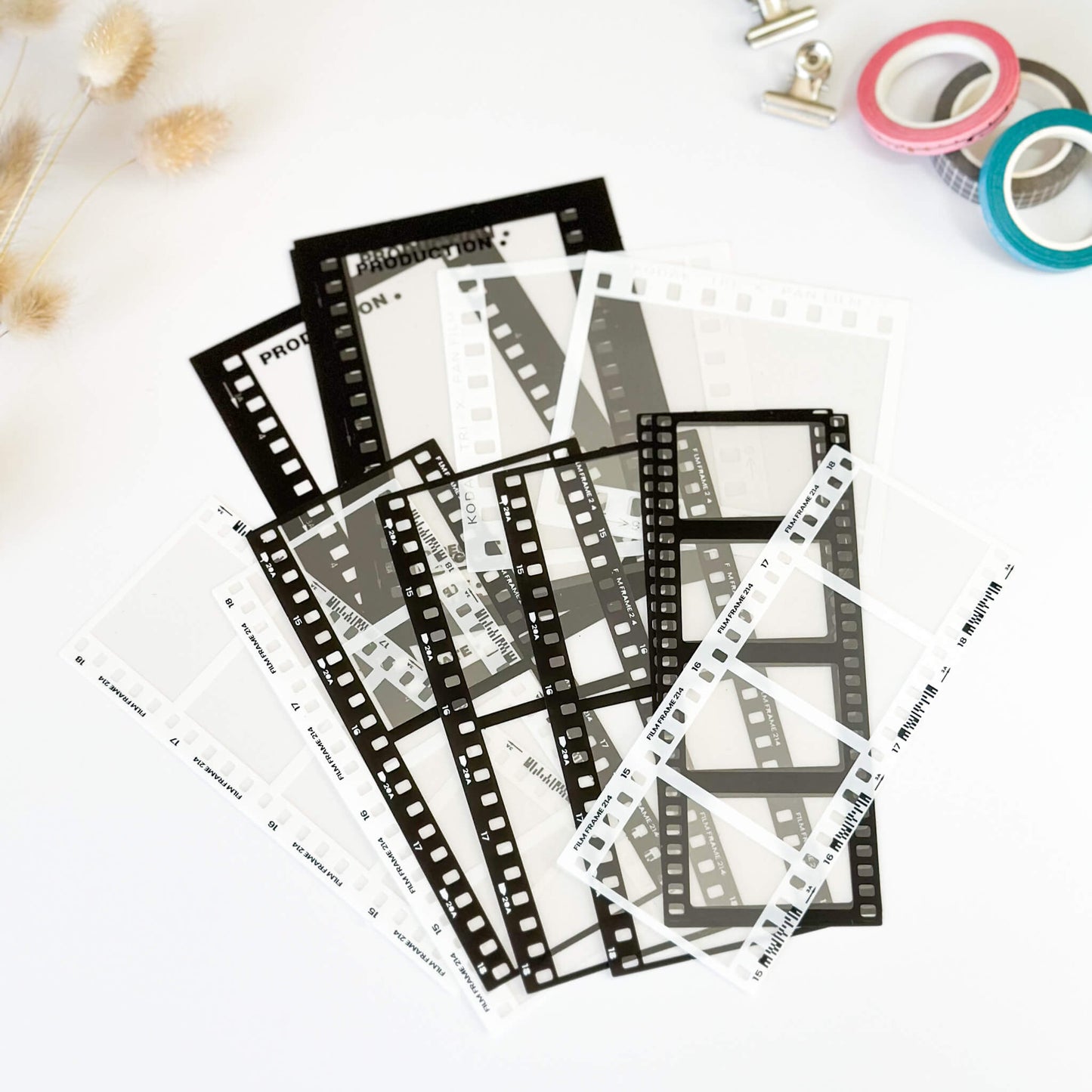 Black and white film frames stickers - 15pcs