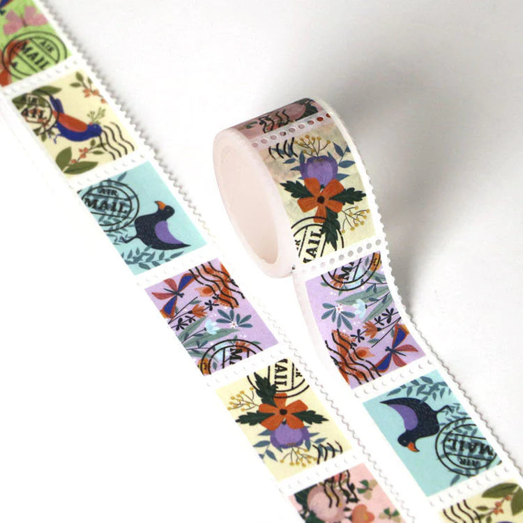 Stamp style washi tape roll - Floral design