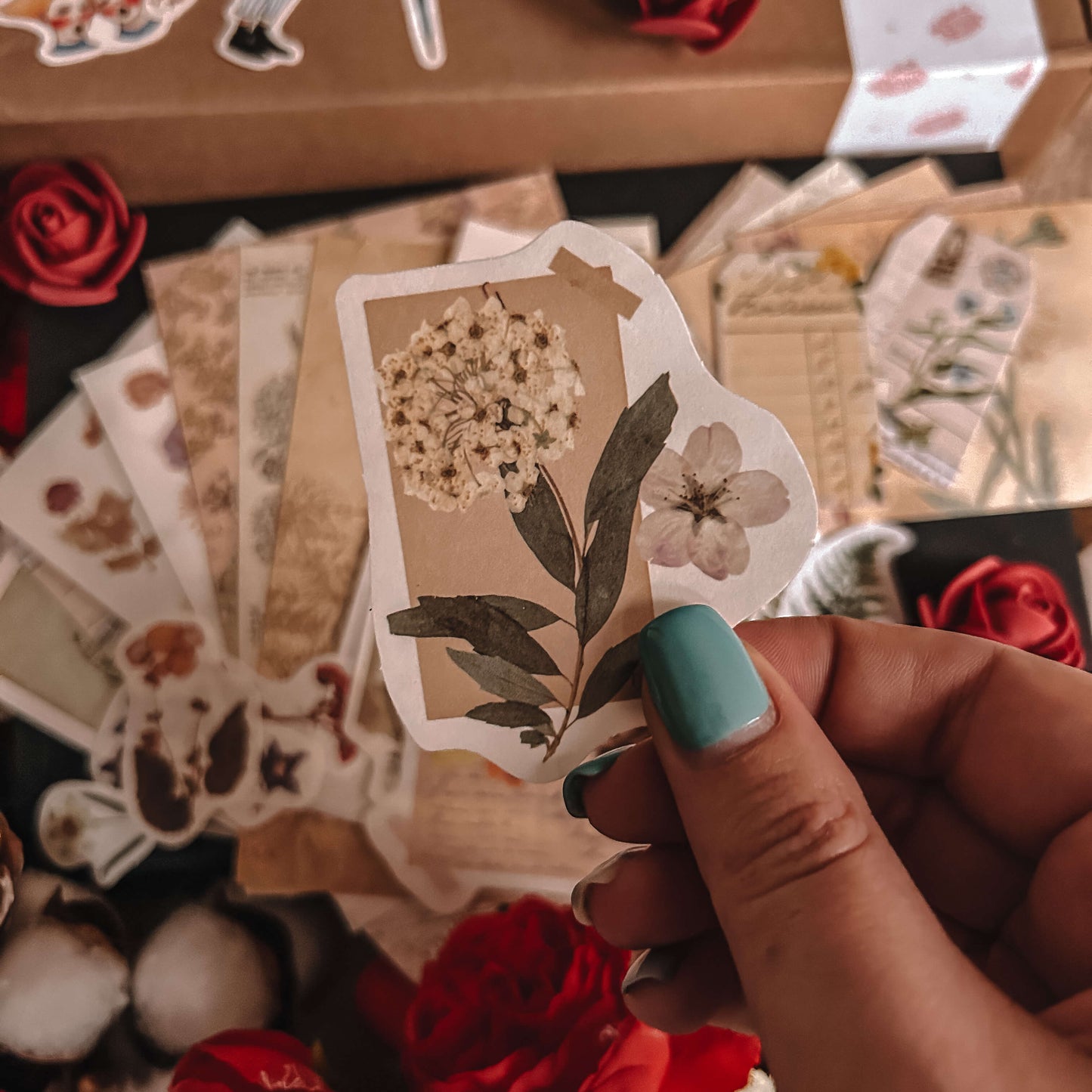 Paper and sticker bundle - Flowers