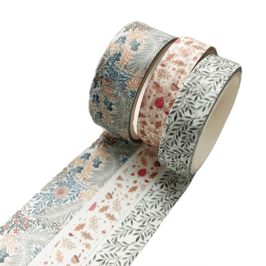 Flower patterns washi tape set - 3 rolls