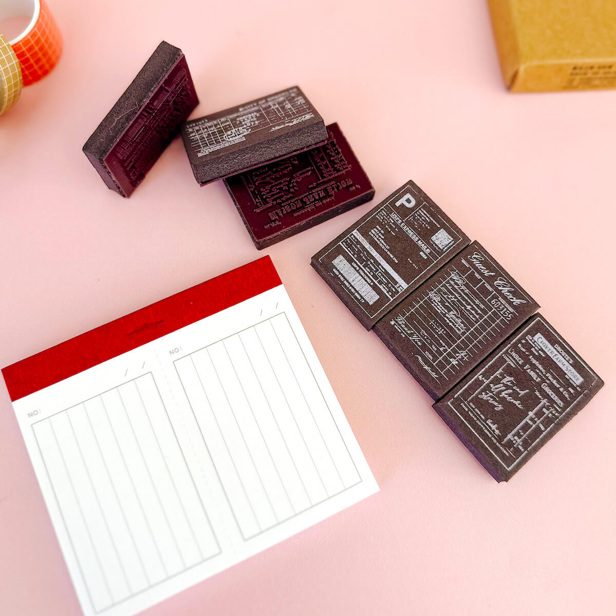 Foam stamp kit with paper pad - Vintage memos