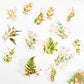 Green leaves with gold detail stickers.