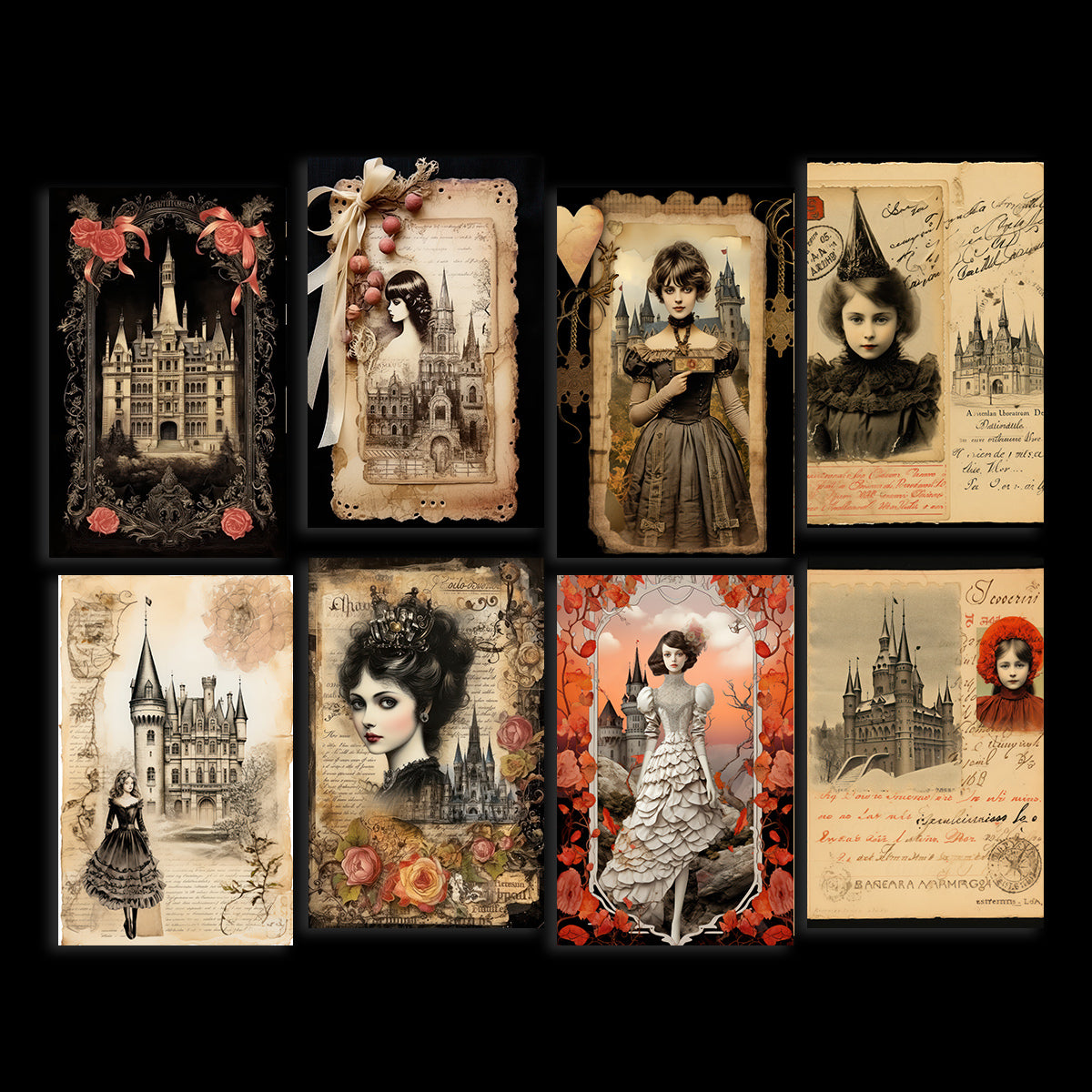 Gothic fantasy journaling stickers