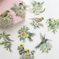 Holographic bird & flowers sticker packs - 20pcs