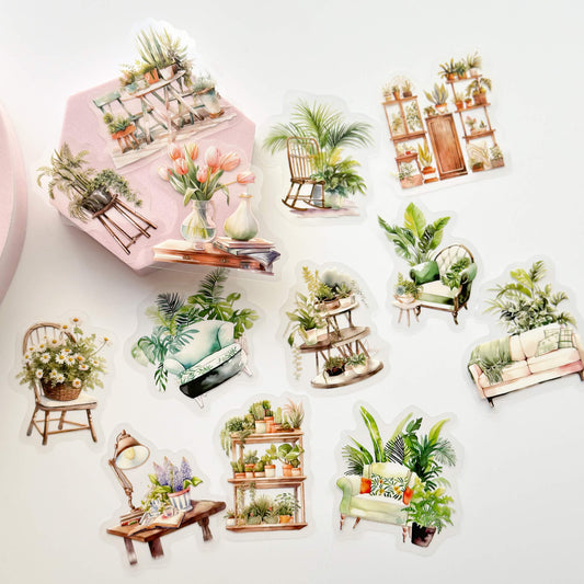 Greenery PET sticker pack - Interior plant scenes - 30pcs