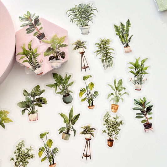 Greenery PET sticker pack - Potted house plants style 1 - 30pcs
