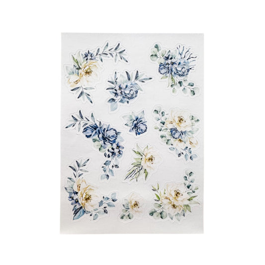 Blue watercolour florals sticker sheet