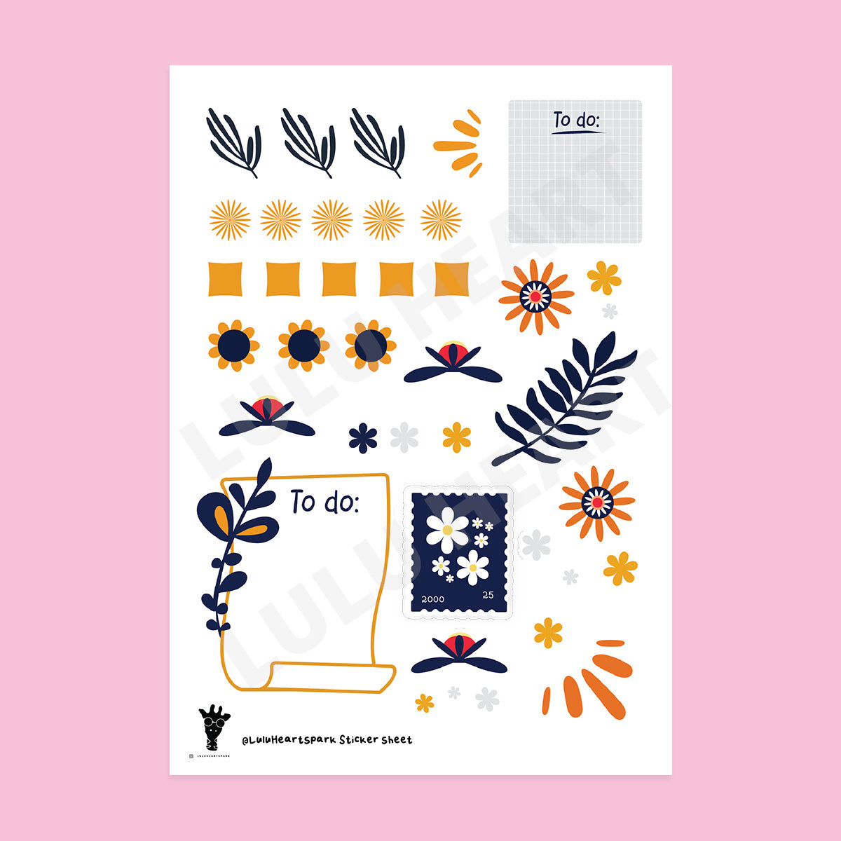 Floral to-do sticker sheet by Lulu Heart – Bubblegumfringe
