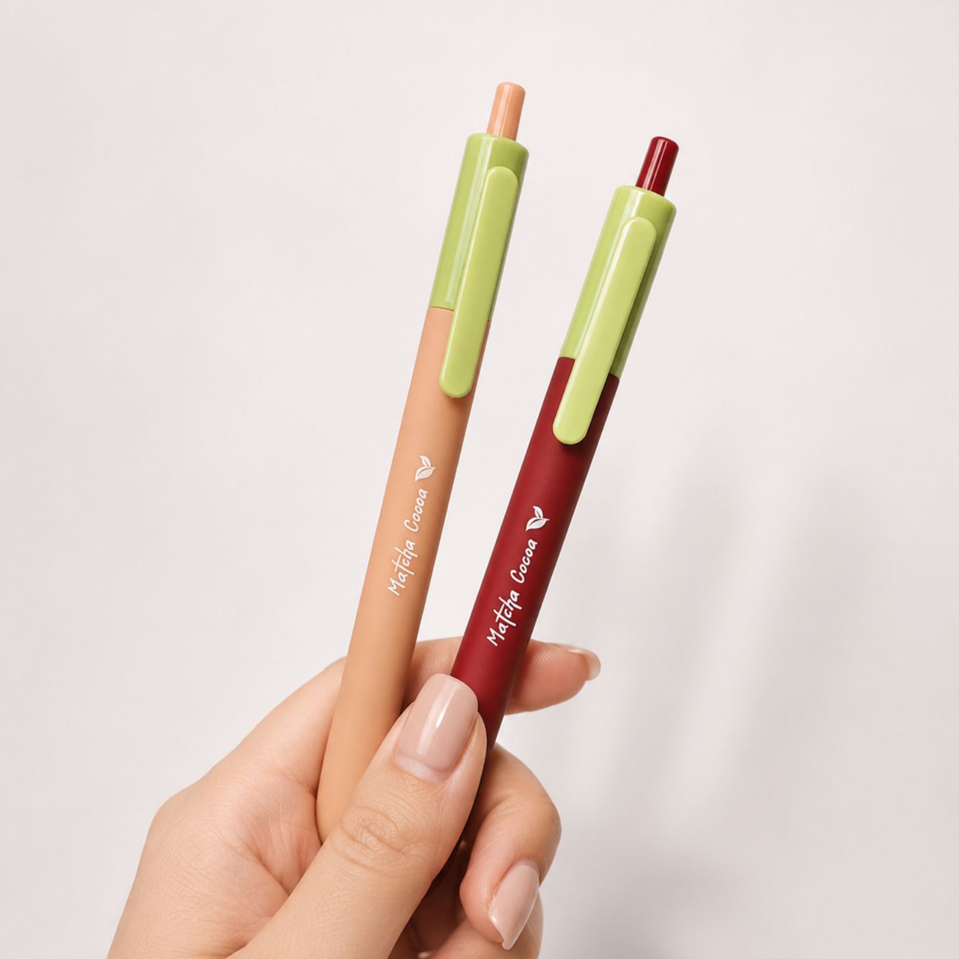 Matcha themed gel pen set 4pcs - black ink