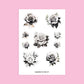 Sticker sheet with black and white roses-style 2
