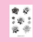 Sticker sheet with black and white roses-style 4