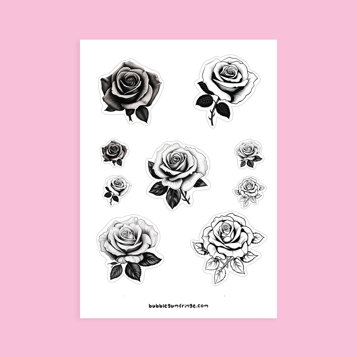Sticker sheet with black and white roses-style 4
