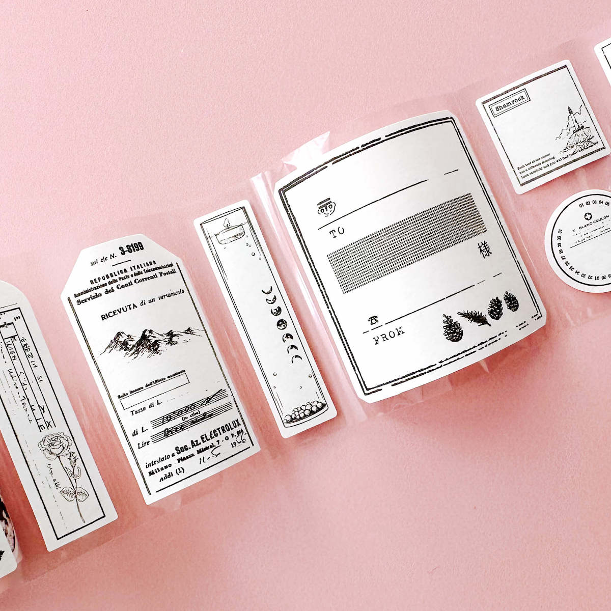 PET strip sticker tape - Monochrome labels