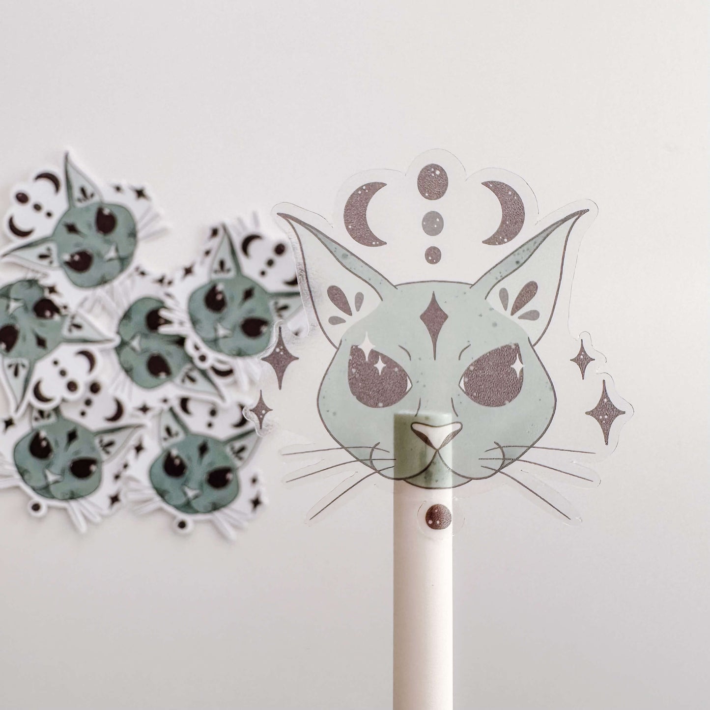 Mystic cat sticker - clear vinyl