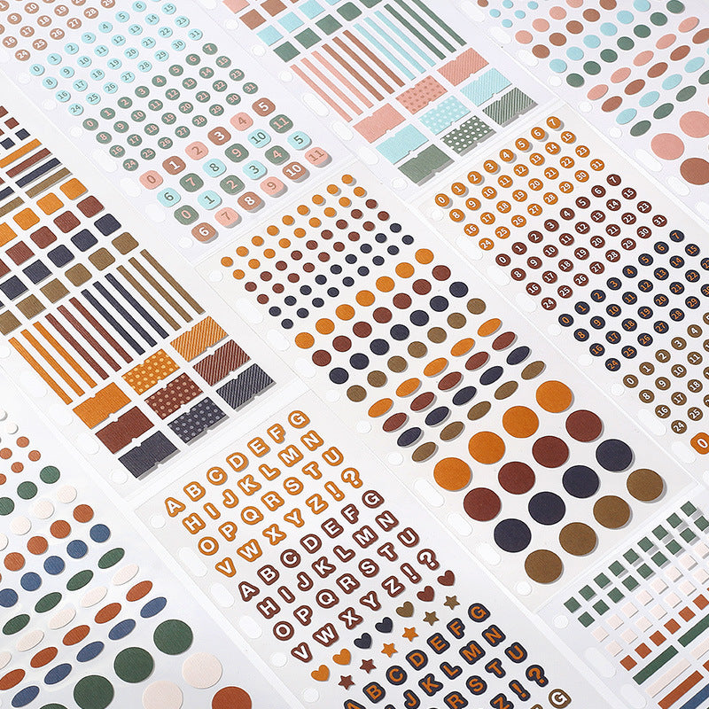 Numbers, Letters and Round, square Shapes sticker set