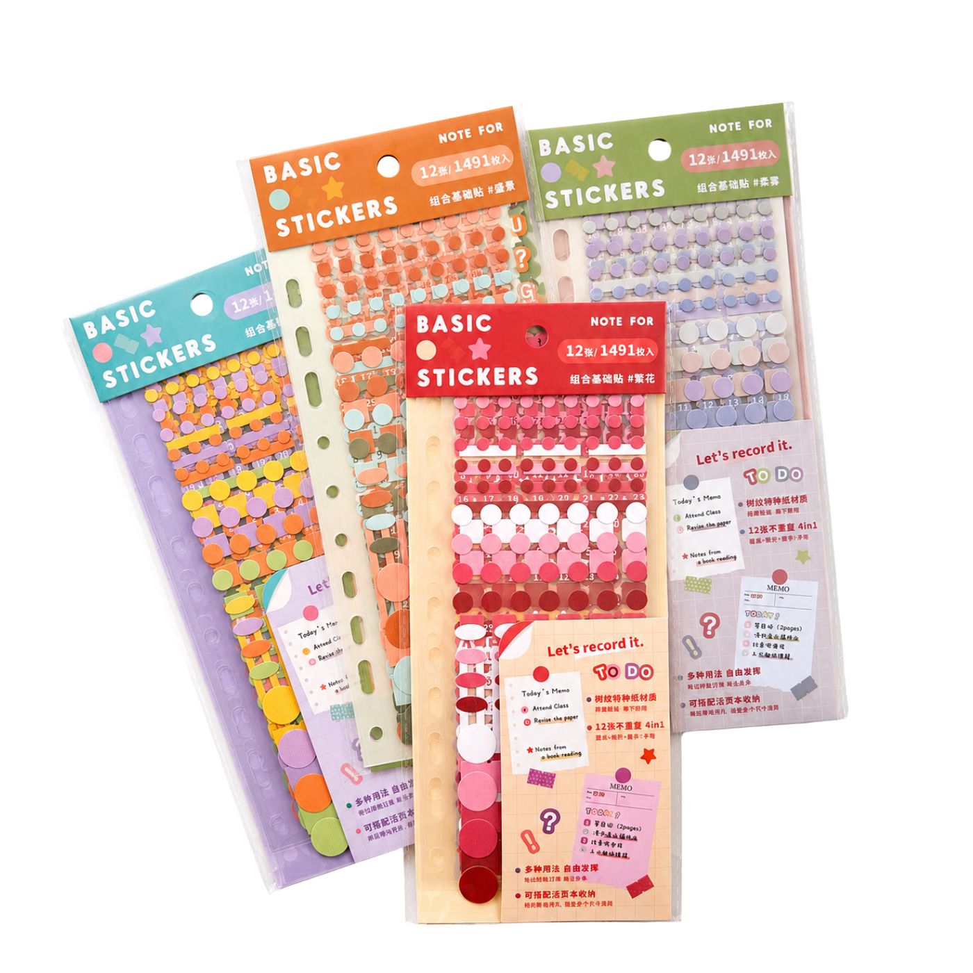 Numbers, Letters and Round, square Shapes sticker set