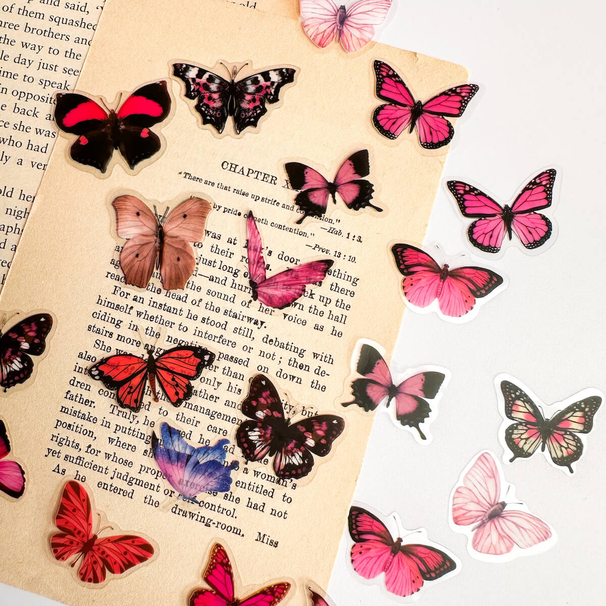 Pink butterflies PET sticker pack - 40pcs