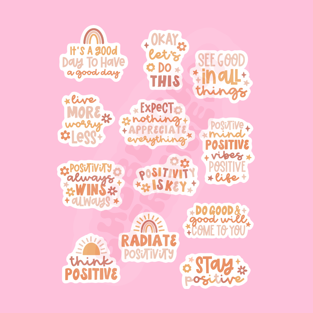 Be Positive Sticker Paper Positivity sticker pack – Bubblegumfringe