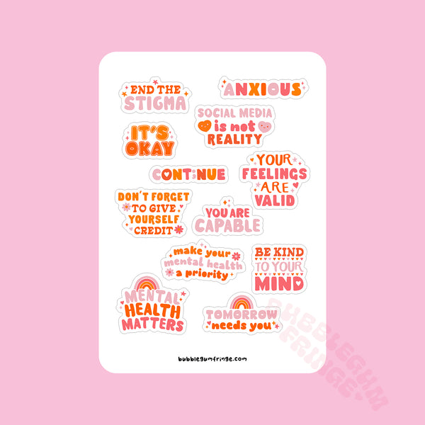 Mental health sticker sheet – Bubblegumfringe