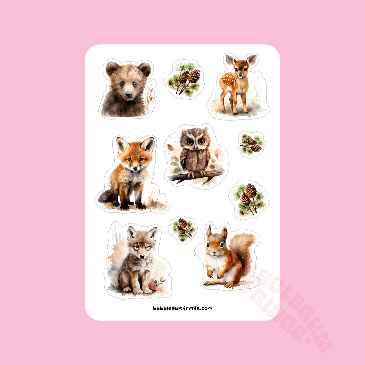 Woodland creatures sticker sheet - 02