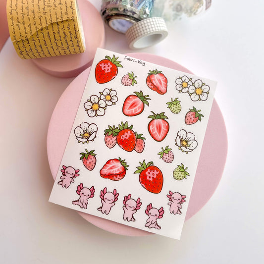 FabriKay Fruit Fairy Vinyl Sticker Sheet - Strawberry Axolotl