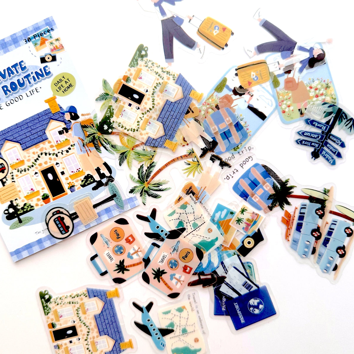 Travel-Themed deco PET sticker pack