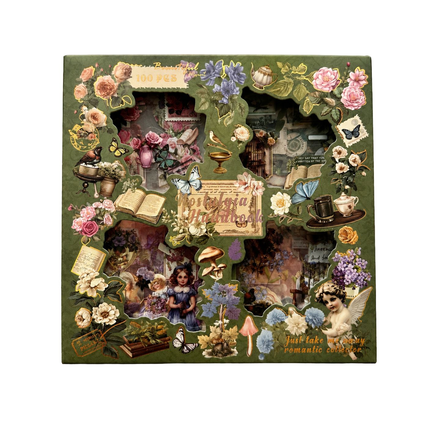100pcs Vintage sticker sheets box - Nostalgia