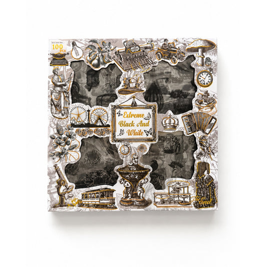 100pcs Vintage sticker sheets box - Monochrome