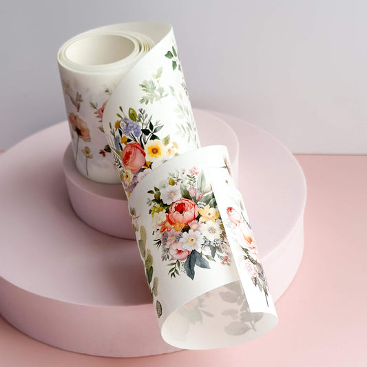 Watercolour flowers - wide washi tape roll