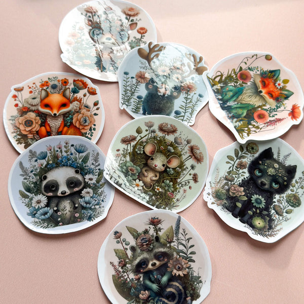 Watercolour forest animals sticker pack – Bubblegumfringe