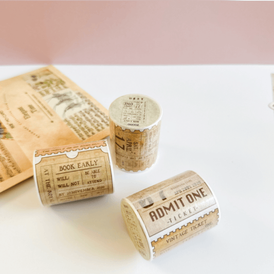 Vintage wide washi tape roll - Tickets - 3m