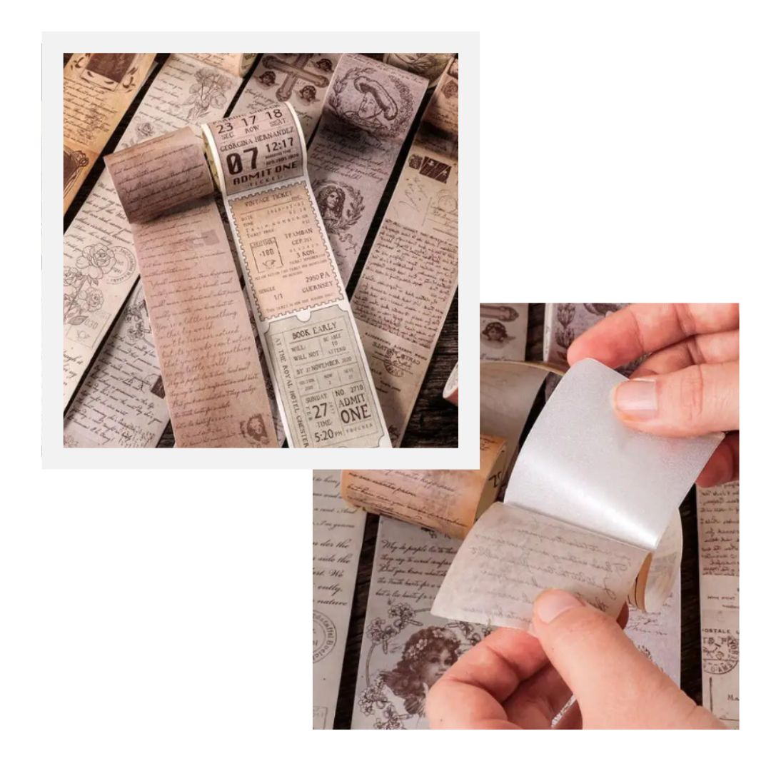 Hand peeling backing off wide washi tape roll
