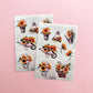 sticker sheets with sunflower and garden illustrations printed on matte paper