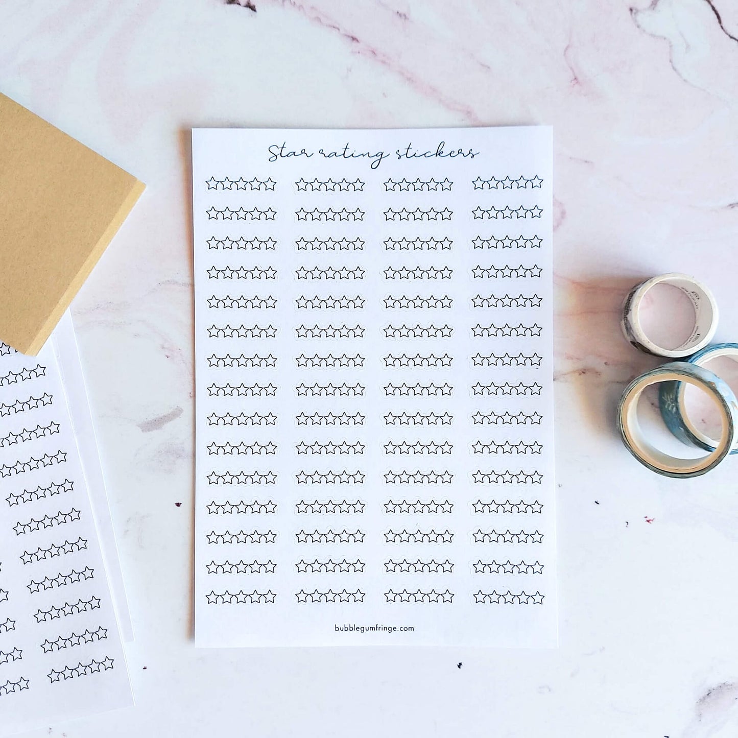 5 Star rating bookish sticker sheet