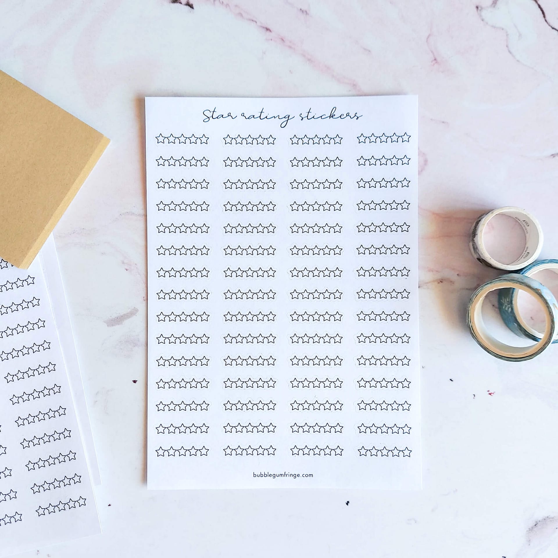 5 Star rating sticker sheet – Bubblegumfringe