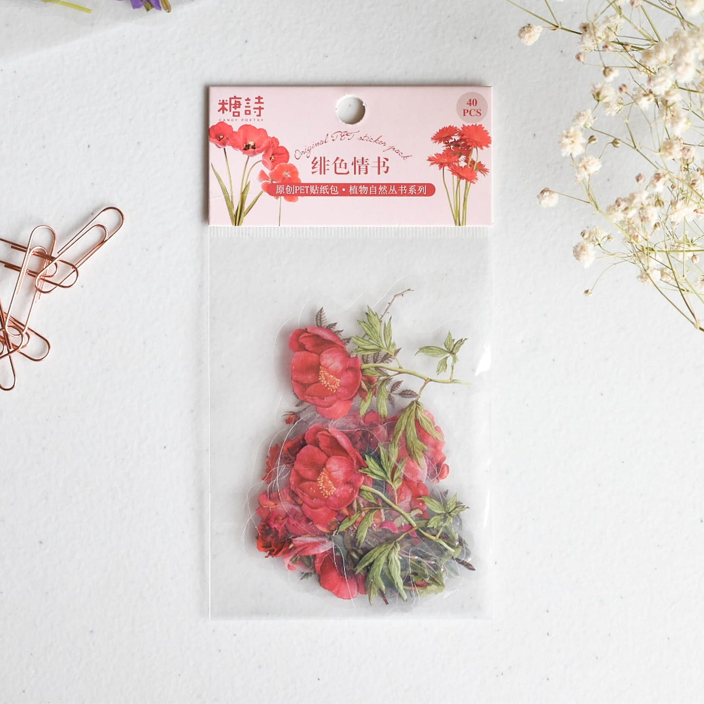 Flower sticker pack - Roses & poppy flowers